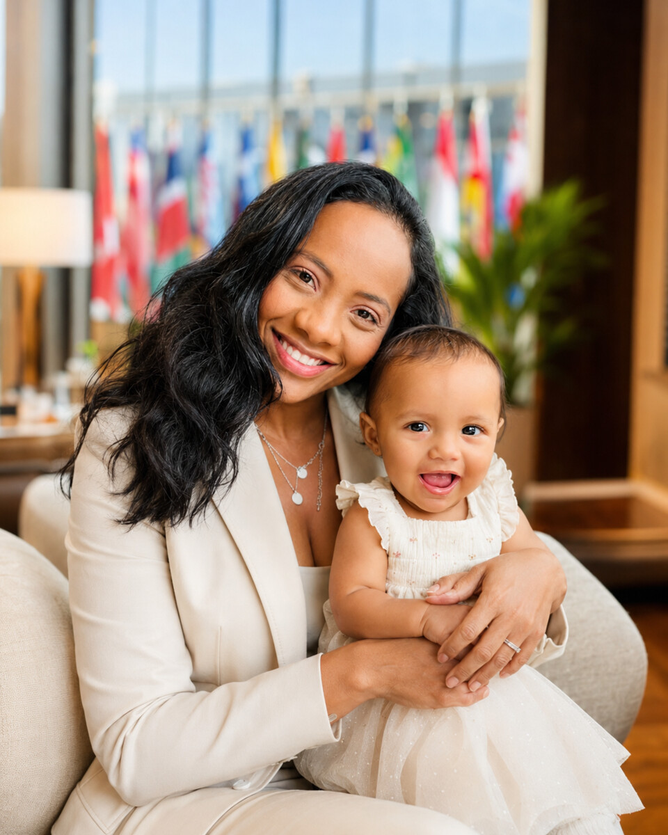 Amanda Ferreira dos Santos with her daughter Sophia